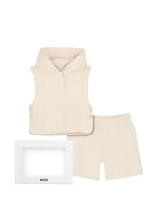 Спортивный костюм с капюшоном Boss Kidswear, бежевый