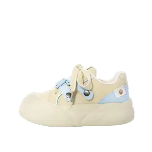 JimiXiong Женские низкие скейтерские кроссовки желто-синие, цвет Yellow Blue