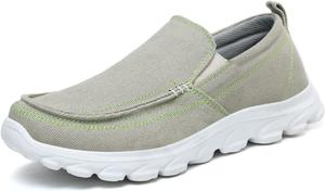 Мужские летние лоферы JSWEI, машинная стирка, шнуровка, повседневные слипоны, легкие, удобные с мягкой подошвой, для прогулок и путешествий, на пляж, подарок для мужчин, растягивающиеся лоферы, серый