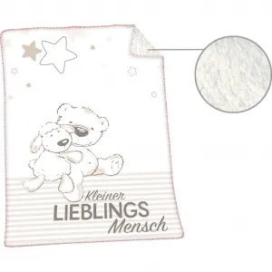 Детский плед Jonas Lieblingsmensch с милым рисунком, уютный плед Herding, белый/фиолетово-серый