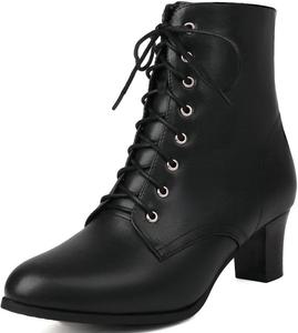 Женские викторианские ботинки DINTAHA в стиле ведьмы, женские праздничные ботильоны на низком каблуке с шнуровкой, винтажные ботильоны, Black