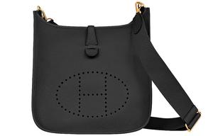 HERMES Кожаная наплечная сумка Evelyne TC, унисекс кроссбоди Noir Black