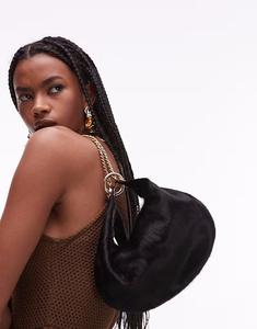 Сумка-кошелек из натуральной кожи с золотой фурнитурой черного цвета Asos Design