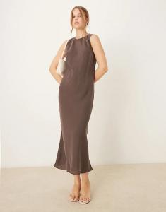 Платье миди без рукавов Mango коричневого цвета