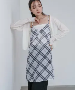 Прозрачное мини-платье-майка в клетку