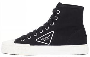 Туфли женские парусиновые высокие черные Prada