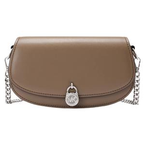 MICHAEL KORS Сумка-седло из кожи коровы Мила через плечо маленькая женская светло-бежевая