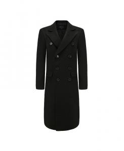 Мужское двубортное длинное пальто длиной до колена из смесовой шерсти с тремя пуговицами, верхнее пальто Braveman, черный