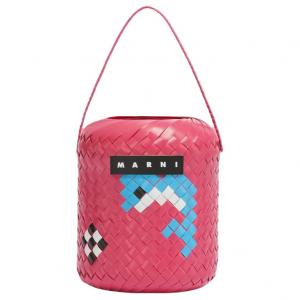 Сумка женская из полипропилена с вставками из кожи коровы фуксия MARNI