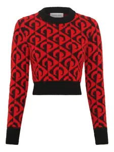Джемпер с ромбовидной вязкой Moon Marine Serre, красный