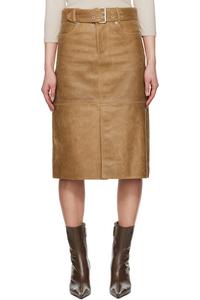 Кожаная рабочая юбка миди Our Legacy, цвет burnt sugar leather