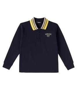 Рубашка-поло из хлопкового пике Versace Milano Versace Kids, Uniform Navy+Multicolour
