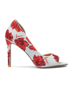 Туфли Лодочки с открытым носком из джинсовой ткани с вышитыми цветами Kazar, красный