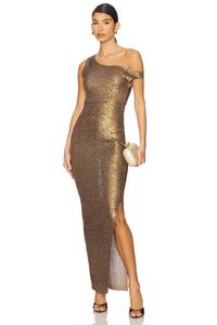Платье облегающее с заниженной линией плеч Norma Kamali, бронзовый