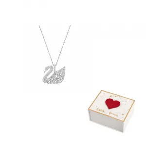 Swarovski Родированное ожерелье женское серебряное