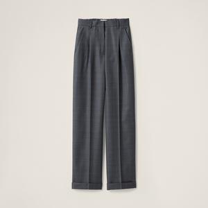 Шерстяные брюки в клетку «принц Уэльский» MIU MIU, серый