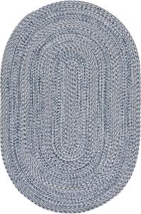 Ковер SAFAVIEH, 153 x 244 см, Washable Rug Braided Collection - Oval, Navy & Ivory, ручной работы, для помещений и улицы, устойчивый к погодным условиям, идеально для патио, гостиной, прихожей, столовой (BRA265L)