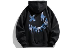 Свитшот осенне-зимний унисекс LA'T.WEEKEND, черный (с флисовой подкладкой и утепленный)