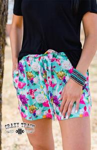 Шорты Highlander Floral Frenzy бирюзового цвета Crazy Train