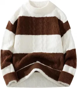 Мужской свитер с эффектом поношенности, круглый вырез, для повседневной носки