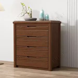 Yu Senyi Комод 80х45х95 см для гостиной и спальни в современном китайском стиле из массива дерева, 4 ящика, цвет black walnut, полностью собран