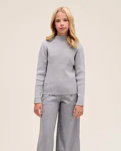 Водолазка для девочки из вязаного трикотажа Dadati, серый