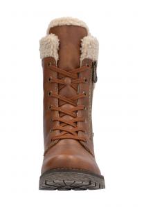 Зимние женские ботинки Rieker высокие с мехом и шнуровкой, коричневый