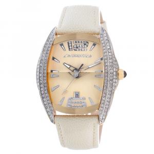 Часы из бежевой кожи Chronotech, бежевый