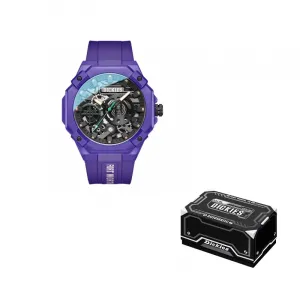 Dickies Часы Wrist Watch Quartz Movement Silicone Strap White Dial Men's Watch, 240U60LYXCL-575P2-14SY Black Dial Purple Watch Band