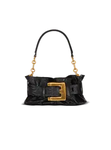 Мини-сумка Anthem из тисненой телячьей кожи под крокодила Balmain, черный