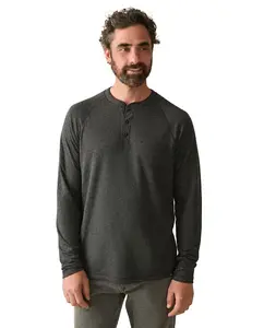 Мужская футболка хенли с длинным рукавом Faherty, темно-серый