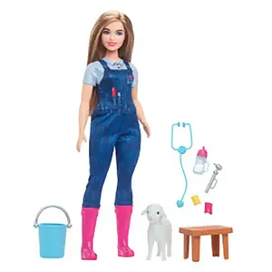 Детская кукла Barbie Professions With Accessories You Can Be Farm Veterinarian doll, синий