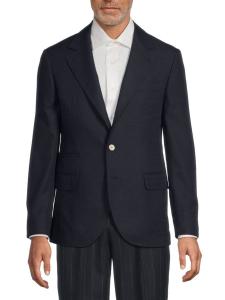 Спортивное пальто современного кроя из текстурированной хлопчатобумажной шерсти Brunello Cucinelli, темно-синий
