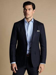 Однобортный льняной пиджак Charles Tyrwhitt, Dark Navy