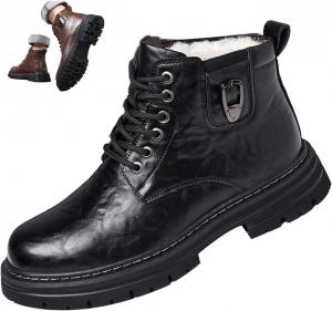 Мужские повседневные кожаные ботинки Keilinia, Высокие ботинки на осень и зиму с круглым носком, противоскользящие, водонепроницаемые, с амортизацией, деловые ботильоны, Black+Velvet