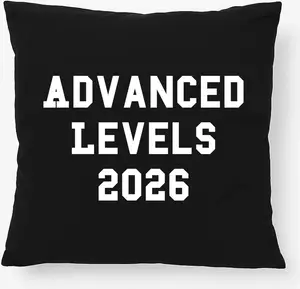Подушка для выпускного Huuraa Advanced Levels 2026, подарок из Великобритании, 40 x 40 см, с наполнителем, черный хлопок, декор для выпускного Advanced Levels 2026 Hellweg Druckerei