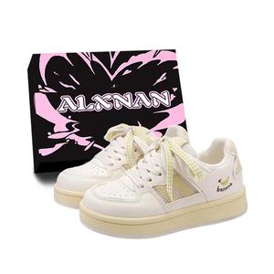 Alxnan Женские низкие скейтборд кроссовки - бежево-желтые (в коробке), цвет Beige Yellow (Box)