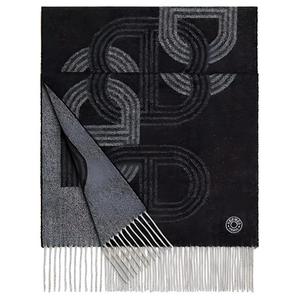 Шерстяной шарф HERMES черно-серый