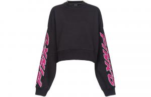 Расшитый стразами укороченный свитшот PINKO, черный