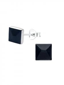 Alexander York Квадратные черные серьги-гвоздики, 7 мм, из серебра 925 пробы