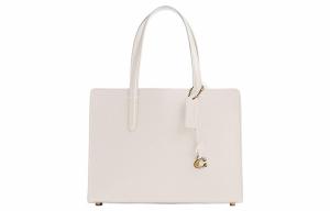 Carter Pebbled Leather Tote Bag, Shopping Bag, Handbag Tubas Women's White COACH