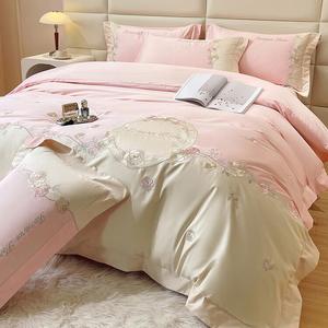 LUOLAI HOME Комплект постельного белья, 4 предмета, 180 см, простыня, цвет Romantic Time Pink