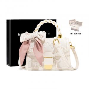 Сумка через плечо MACKJANICE из искусственной кожи полиуретан малого размера женская белая, бахрома градиент розовый + коробка лимитированная серия