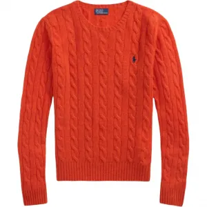 Джемпер с вышитым логотипом и косой вязкой Polo Ralph Lauren, оранжевый