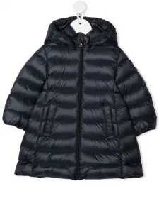 Пуховик на молнии с капюшоном Moncler Enfant, синий