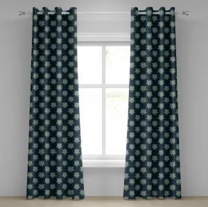 Шторы на люверсах в викторианском стиле ABAKUHAUS с узором в виде завитков и листьев в стиле дамаск с арабесками, декоративные двухпанельные шторы, 280 см x 225 см, темно-синий/светло-зеленый Abakuhaus
