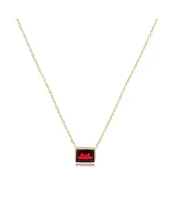Ожерелье с одним безелем из граната и изумрудной огранки, 14-каратное золото The Lovery, garnet