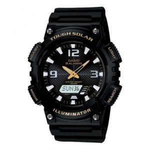 Часы CASIO Waterproof Sports Solar Powered Mens Black Analog, черный