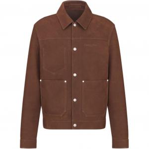DIOR Кожаная куртка мужская Brown из летней коллекции SS25