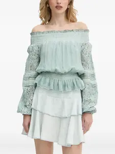 Блузка со сборками и кружевом GUESS USA, синий